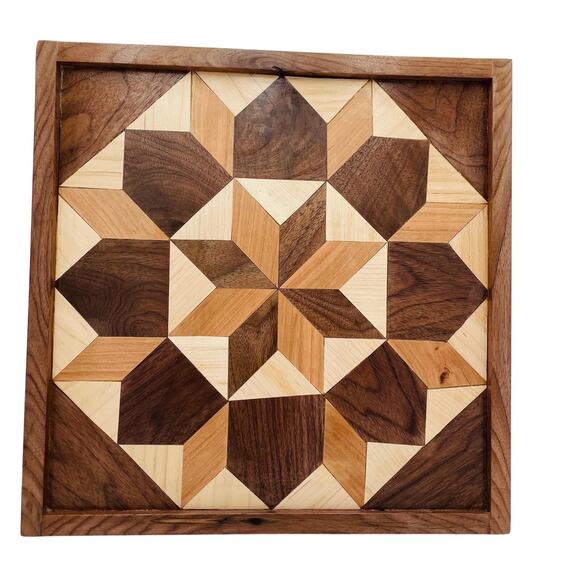 Handmade Other - Wood Handcrafted Geometric Pattern Barn Quilt Will Hanging Art Piece